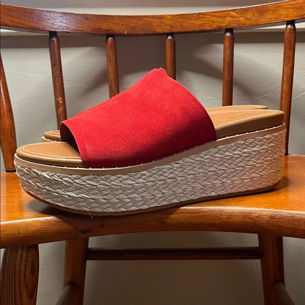 NWOT FitFlop Eloise Espadrille Suede Wedge Slide in Red Size 7 - Picture 4 of 12